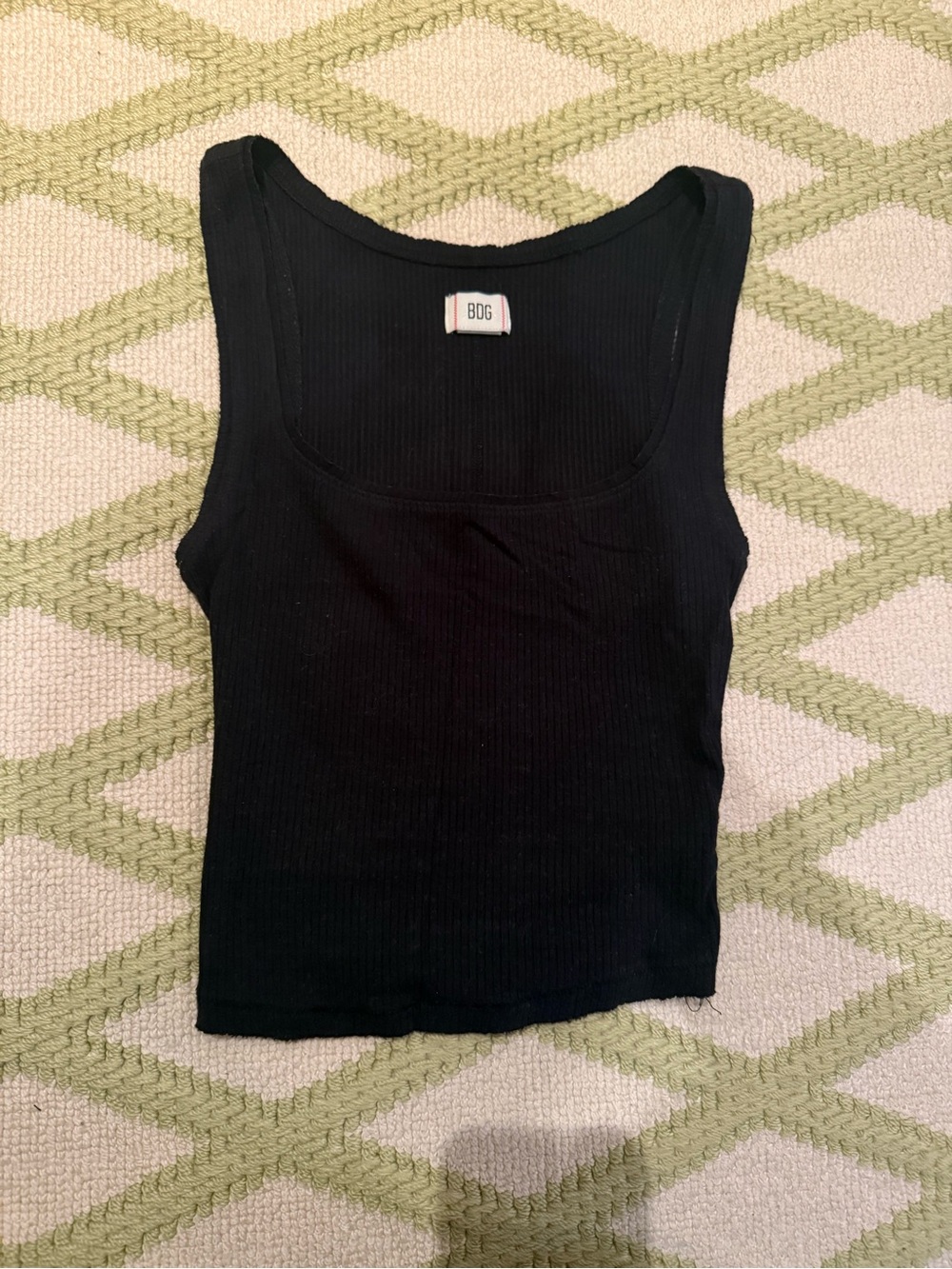 BDG Black Ribbed Square-Neck Tank